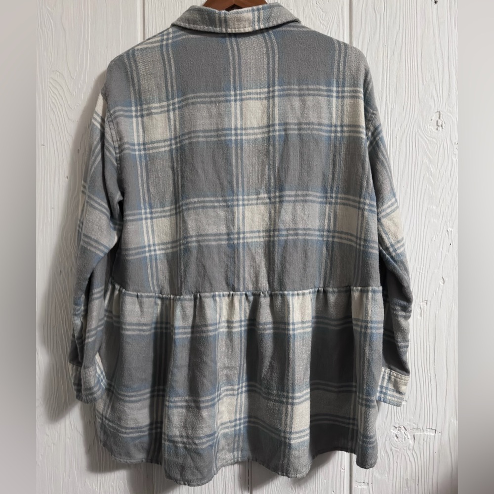 Peplum Plaid Flannel Top - Picture 3 of 9